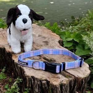 NWOT New Pettidol Dog Pet Collar w/Quick Release Buckle Lilac/Pink Plaid Pattern